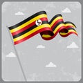 Ugandan wavy flag. Vector illustration.