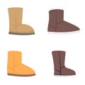 Ugg boots icons set, flat style