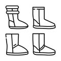 Ugg boots icons set, outline style