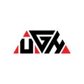 UGH triangle letter logo design with triangle shape. UGH triangle logo design monogram. UGH triangle vector logo template with red Royalty Free Stock Photo