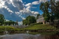 Uglich Kremlin. view of the historic building of the city Council and The Church of the Kazan icon of the mother of God from the Royalty Free Stock Photo