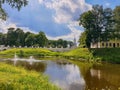 Uglich Kremlin. view of the historic building of the city Council and The Church of the Kazan icon of the mother of God from the Royalty Free Stock Photo