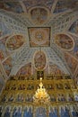 UGLICH, RUSSIA. Fragment of an iconostasis and fresco of subdome space of Transfiguration Cathedral