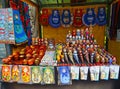 UGLICH, RUSSIA. Sale of the Russian national souvenirs at a fair of folk art