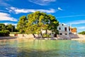 Ugljan village idyllic island beach and old architecture