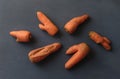 Ugly carrots with unusual shapes