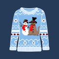 Ugly Christmas party sweater with funny cat print. Royalty Free Stock Photo