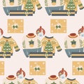 Ugly christmas swaters and gifts in a seamless pattern design Royalty Free Stock Photo