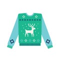 Ugly christmas sweater with knitted deer and snow