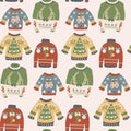 Ugly christmas sweater in a seamless pattern design Royalty Free Stock Photo