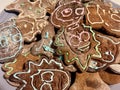 Ugly cookie with cartoon heroes Rick and Morty and Christmas traditional gingerbread man