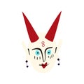 Ugly demon head. vector illustration in doodle style