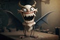 Ugly flying tooth fairy with crooked teeth, created with Generative AI technology