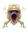 ugly frog screaming in classic cartoon style, ai generated image