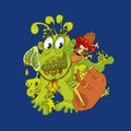 Ugly green bacteria disease mascot. bio danger