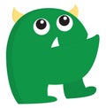 A ugly green monster vector or color illustration