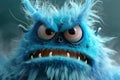 Ugly monster with a tired and depressed expression, fabulous creature made by hand from blue plasticine. Scary face of Royalty Free Stock Photo