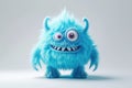 Ugly monster with a tired and depressed expression, fabulous creature made by hand from blue plasticine. Scary face of Royalty Free Stock Photo