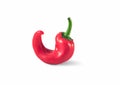 Ugly shaped organic vegetables. Deformed homegrown bell pepper on white background