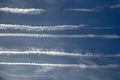 Ugly sky caused by multiple contrails from airplanes