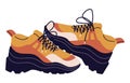 Ugly sneakers for walking. Urban trainers with chunky sole. Shoes, footwear pair for training. Boots model in sport