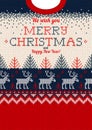 Ugly sweater Merry Christmas greeting card, knitted pattern scan