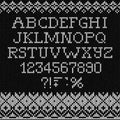 Ugly sweater Merry Christmas knitted background font alphabet scandinavian ornament