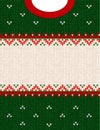 Ugly sweater Merry Christmas ornament scandinavian style knitted background frame border