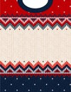 Ugly sweater Merry Christmas ornament scandinavian style knitted background frame border Royalty Free Stock Photo