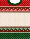 Ugly sweater Merry Christmas ornament scandinavian style knitted background frame border Royalty Free Stock Photo