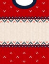 Ugly sweater Merry Christmas ornament scandinavian style knitted background frame border Royalty Free Stock Photo