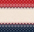Ugly sweater Merry Christmas ornament scandinavian style knitted background seamless frame border Royalty Free Stock Photo