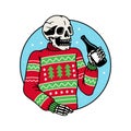 UGLY SWEATER PARTY SKELETON WITH BOTTLE COLOR WHITE