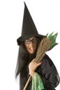 Ugly witch with broom Royalty Free Stock Photo