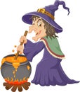 The ugly witch is stirring the protion Royalty Free Stock Photo