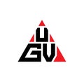 UGV triangle letter logo design with triangle shape. UGV triangle logo design monogram. UGV triangle vector logo template with red Royalty Free Stock Photo