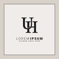 UH Vector Logo Template - Simple Icon for Initial Letter U and H Monogram Royalty Free Stock Photo