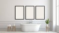 Uhd Image Of A Stylish Room With 3 White Frames And Bathtub Royalty Free Stock Photo