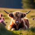 Adorable Baby Highland Cow Royalty Free Stock Photo