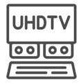 UHDTV system line icon, monitors and TV concept, ultra high definition television vector sign on white background