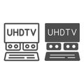 UHDTV system line and solid icon, monitors and TV concept, ultra high definition television vector sign on white