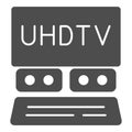 UHDTV system solid icon, monitors and TV concept, ultra high definition television vector sign on white background Royalty Free Stock Photo