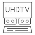 UHDTV system thin line icon, monitors and TV concept, ultra high definition television vector sign on white background