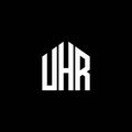 UHR letter logo design on BLACK background. UHR creative initials letter logo concept. UHR letter design Royalty Free Stock Photo