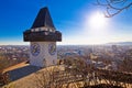 Uhrturm landmark and Graz cityscape aerial view Royalty Free Stock Photo