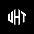 UHT letter logo design with polygon shape. UHT polygon and cube shape logo design. UHT hexagon vector logo template white and Royalty Free Stock Photo