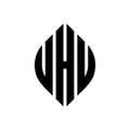 UHU circle letter logo design with circle and ellipse shape. UHU ellipse letters with typographic style. The three initials form a Royalty Free Stock Photo