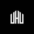 UHU letter logo design on BLACK background. UHU creative initials letter logo concept. UHU letter design Royalty Free Stock Photo
