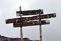 Uhuru peak, at the top of mount Kilimanjaro Royalty Free Stock Photo