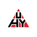 UHY triangle letter logo design with triangle shape. UHY triangle logo design monogram. UHY triangle vector logo template with red